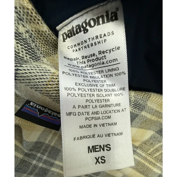 PATAGONIA Gratio Quilted Nano Puffer Jacket Mens X-Small Reversible Blue Plaid - Picture 3 of 13